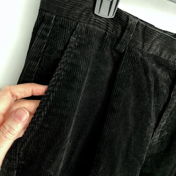 Lands' End NEW Pleated Straight Corduroy Pants Womens Sz 14 Deep Black High Rise - Picture 3 of 7